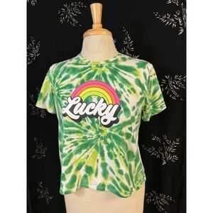 Way To Celebrate St Patricks Day Lucky Rainbow Tie Dye T-Shirt Green XXL 18